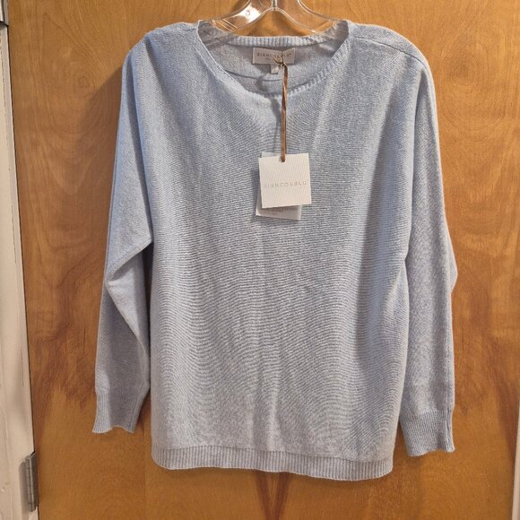 Bianco & Blue Cashmere Blend Sweater Made in Italy Size Large - Picture 1 of 12
